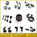 European Ear Tragus Style Stainless Steel Black Plated Fake Ear Plugs Jewelry